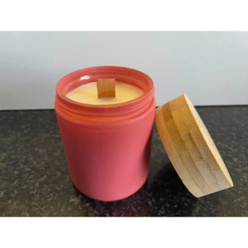 Hand Poured Soy Wax Pink Matt Candle with Wooden Lid 200ml/8oz