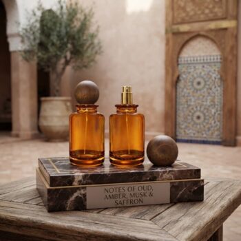 Dubai Amber Glass Bottle With Wooden Lid 50ml